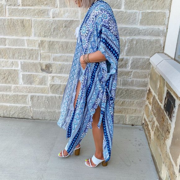 California Coast Kimono Duster Blue - Picture 7 of 7